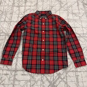 Janie & Jack Boys Bradbury Red Plaid Poplin Button Up Shirt NWT Size 8